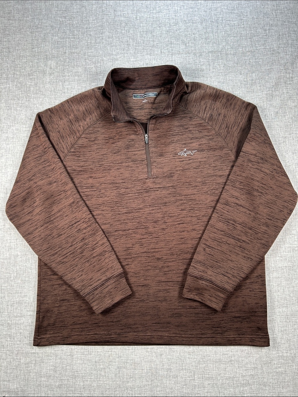Greg Norman Men's L Brown Heathered Quarter Zip Golf Pullover Long Sleeve